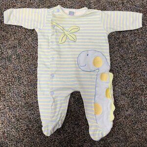 Little Me Footed Sleeper Size 3 Mo Dinosaur pastel stripe Infant boys